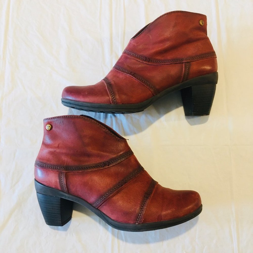 PIKOLINOS Red/Burgundy Leather Booties Size 7 or 7.5 European 39 (runs small)